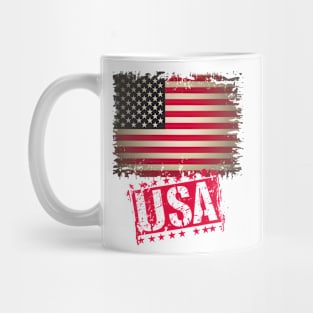 Patriotic USA American Flag Distressed Design Mug